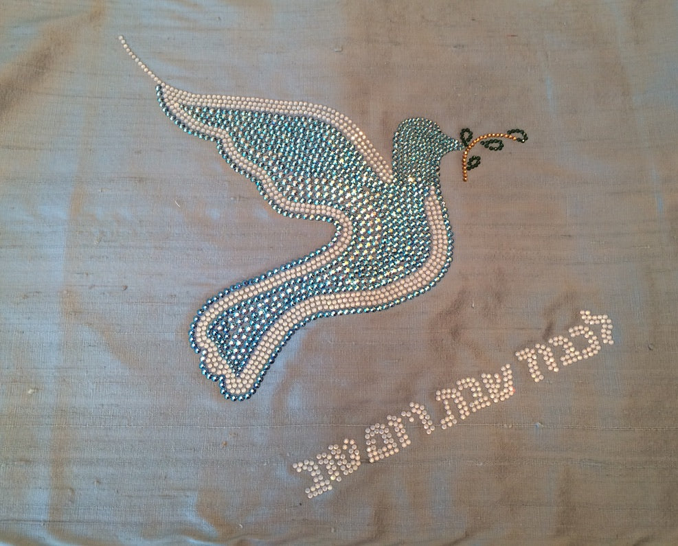 Custom Order, Blue and White Dove with Olive Branch